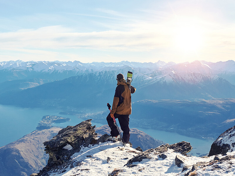 Snow-covered Southern Alps near Queenstown New Zealand