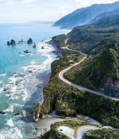 Scenic New Zealand coastal road during summer